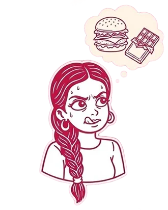 Cravings icon showing late-night sweet temptations during menstrual cycle shifts